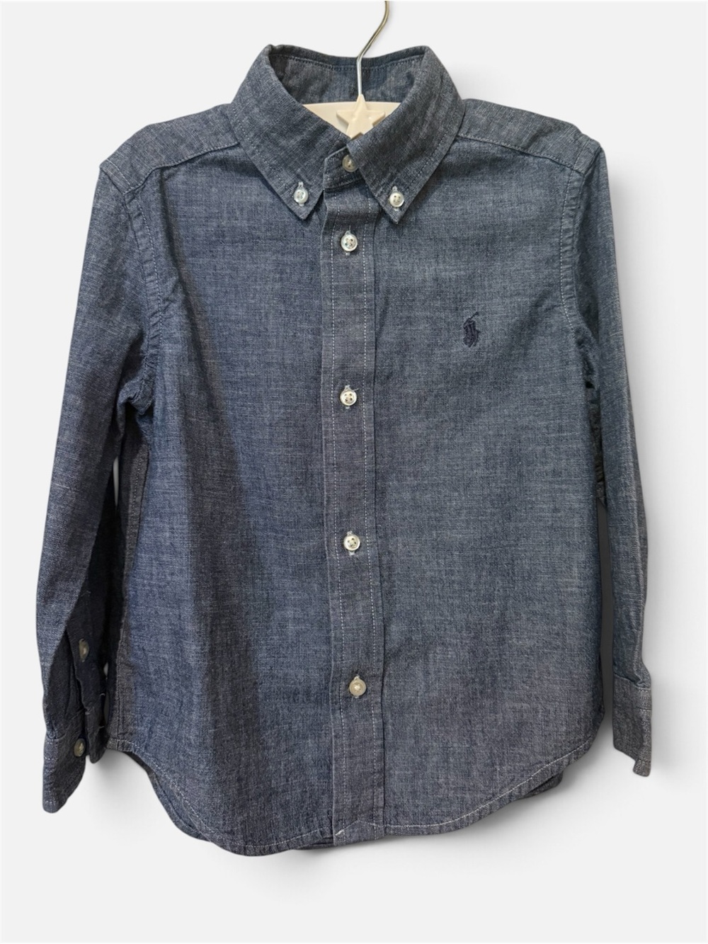 Polo by Ralph Lauren Long-Sleeve Button-Down Shirt in Chambray Blue Size 3T